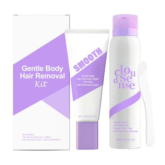 AMZ Gentle Depilatory Set Body Hair Removal Cream Smoothing Moisturizing Skin Care for Soft Fine Skin Daily